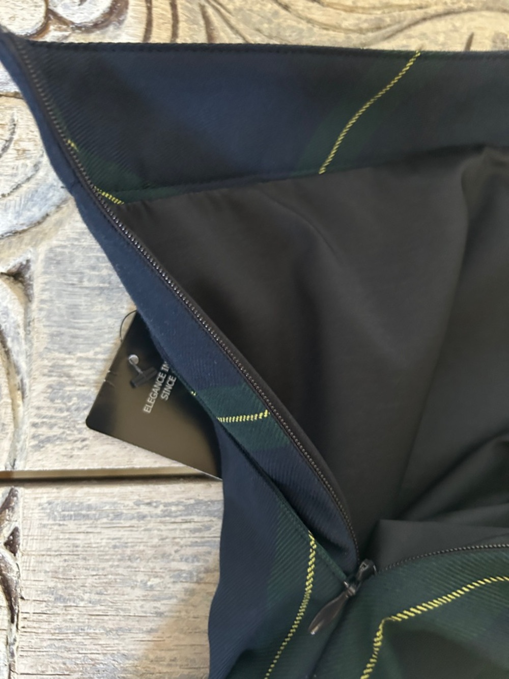 Golfino Women's Navy and Green Plaid Mini Skirt - Picture 7 of 13